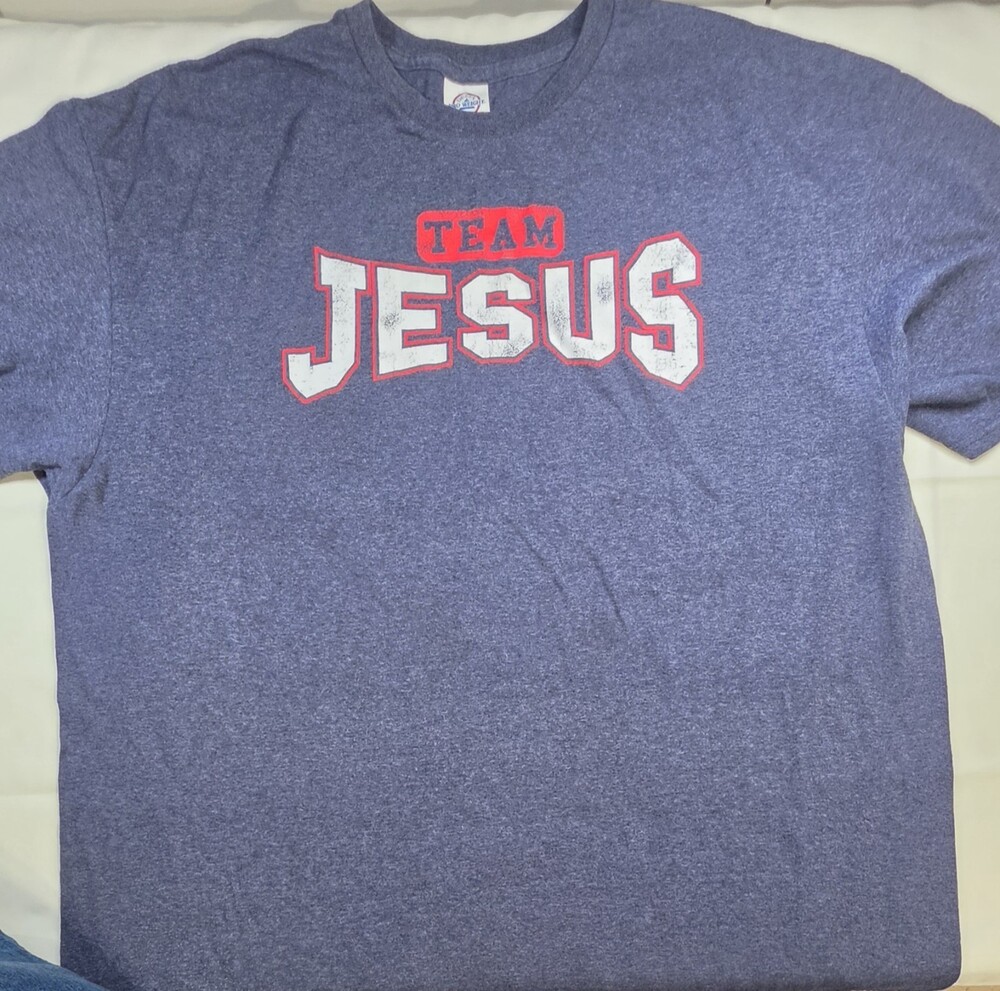 Delta Pro Weight Men's Blue Team Jesus Short Sleeve Graphic T-Shirt 2XL SKU 331